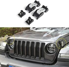 Savadicar2019073063 2pcs Latch Locking Hood Catch Cover Kit Stainless For 2018 Jeep Wrangler Jl Jlu