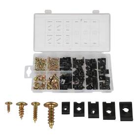 100510 Antdm 170pcs Car U Clips And Screw Assortment Kit - 9 Different Sizes Black