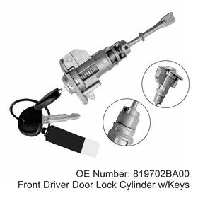 81970-2ba00 Artudatech 81970 2ba00 Front Left Door Lock Cylinder With 2 Keys For Hyundai Santa Fe 07-10 Ca