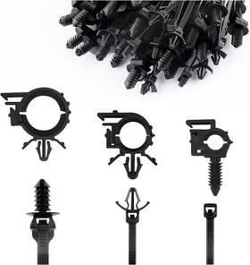 Dai-0105 Carleef 150pcs Cable Zip Ties With Tie Mount Push Nylon Car Wire Loom Black