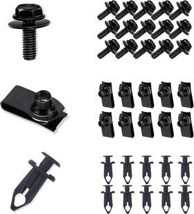 35pcs-0910 Carleef Ding/35pcs-0910 35pcs Car Engine Cover Clips Fasteners Screw And Bolt 1 0.52 0.49 Inch Black