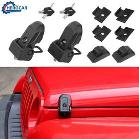 Cherocar2025030584 Cherocar 2pc Locking Hood Catch Latches Buckle For 07 Jeep Wrangler Jk Jl Jt Replacement
