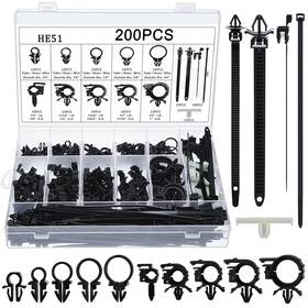 Huq-funnymoom-2361 Funnymoom 200pcs Car Wire Loom Routing Clips Push Mount Cable Tie Assortment 15 Sizes