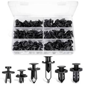 Ginsco 610731355913 102pcs 6.3mm 8mm 9mm 10mm Bumper Push Fasteners 102 Piece Set Black