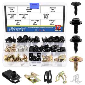 G-3111 Glarks 72pcs U-clips And Body Bolts Screws Assortment One Size Black Gold