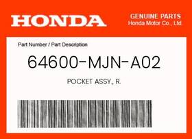 64600-mjn-a02 Honda Genuine Pocket Assy. R. -