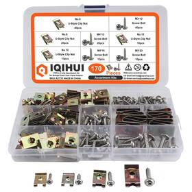 A2735 Iqihui 170pcs U Nut Clips Car Clip And Screw Assortment 178mm 100mm 23mm