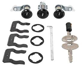 Py1440 Jegs Doors Glovebox And Trunk Lock Set For 1987-1993 Ford Mustang Black