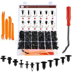 Clip240141 Jinneterri 240pcs Car Bumper Retainer Clips Kit - Auto Plastic 300mm 220mm 55mm Black