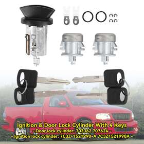 C110-092 Madhornets Ignition And Door Lock Cylinder With 4 Keys 703362 For Ford F150 F250 F350 F450 Us