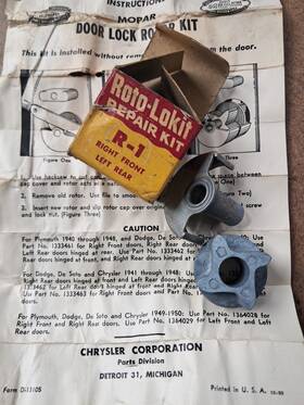 1333462 Mopar 1939-1948 Dodge Chrysler Desoto Door Lock Rotor Kit Nos Roto-lokit