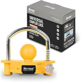 Rtl001c Retrue Universal Coupler Lock Trailer Locks Ball Hitch Yellow