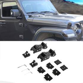 2025wu4448 Savadi Steel Locking Hood Latch Catch Kit For 2007-2024 Jeep Wrangler Jk Jku Jl Jt