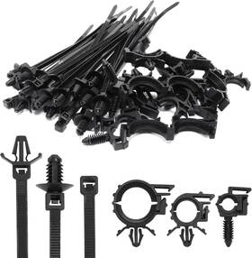 23090824 Yugtcen 45pcs Push Mount Cable Zip Tie With Car Wire Loom Routing Black