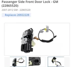 Gm Oem 22865520 Front Passenger Side Door Lock 2008-2012 Aura Malibu. Fixed Price $160.00.