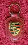 Genuine Porsche Design Official Oem Red Leather Shield Keyring Used Patina. Fixed Price $17.36.