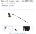 New Oem Door Lock Actuator Motor (25876388)2007-2010 Chevrolet Gmc Truck. Fixed Price $330.00.