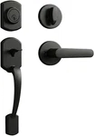 Black Exterior Door Handle Sets, Adjustable Deadbolt With Spindle Extension Kit. Fixed Price $86.99.