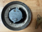 Vintage Gas Cap Lockable 60S/70S Hot Rod Ford W/2 Keys 4" Diam. X 1 3/8" Inside. Fixed Price $21.95.