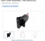 New Gm 20935252 Oem Rear Door-lock Actuator Latch Release 96-25 Express Savana. Fixed Price $170.00.