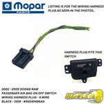2002 - 2005 Dodge Ram Passenger Dash Air On / Off Switch Wiring Harness Plug Oem. Fixed Price $16.87.