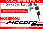 Genuine Honda Accord 2DR Drivers Door Lock Cylinder W/ Key 72181-SDN-A01. Fixed Price $72.07.