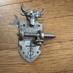 Vintage Slide French Door Locking Hardware Bolt Latch Bull Golden Lion Iron. Fixed Price $89.99.