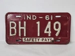 1961 Indiana State License Plate Metal Red Vintage Original Ford Chevy Dodge. Fixed Price $10.79.